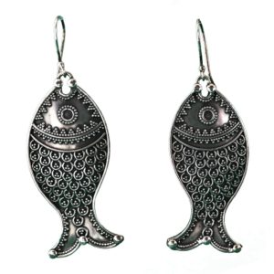 rava work sterling silver fish earrings