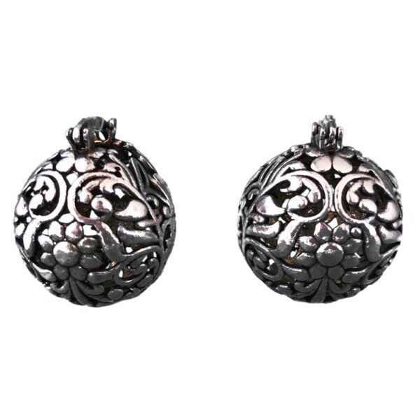 floral jaali ball sterling silver earrings