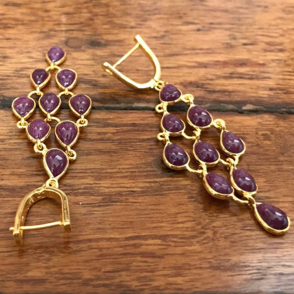 Ruby dangler Gold plated Earrings - Image 2