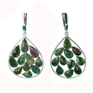 multi tourmaline drop dangler sterling silver earrings