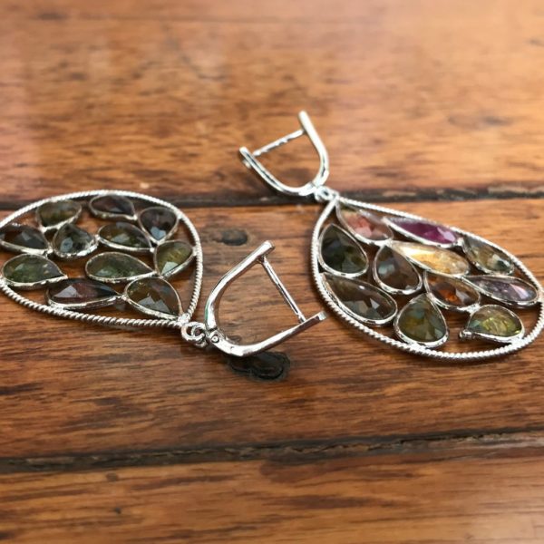 Multi tourmaline Drop Dangler Earrings - Image 2