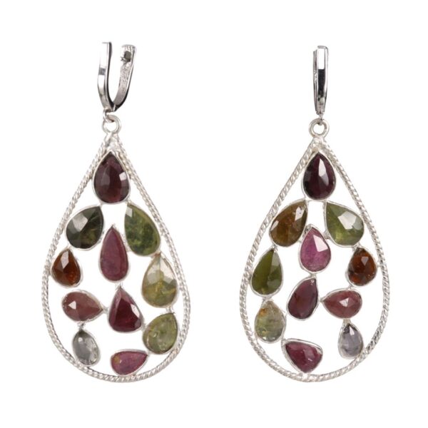 Multi tourmaline Drop Dangler Earrings - Image 1