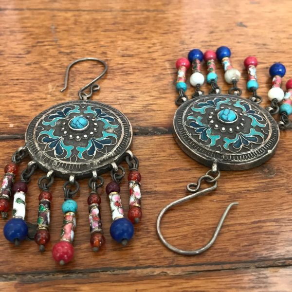 Vintage large Central-Asian Medallion Earrings - Image 2