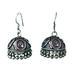 rava work jhumka sterling silver earrings