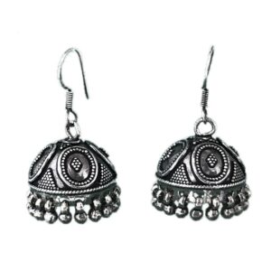rava work jhumka sterling silver earrings