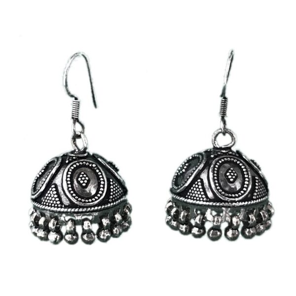rava work jhumka sterling silver earrings