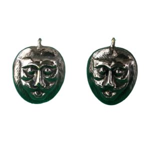 yali lion head oxidized sterling silver earrings