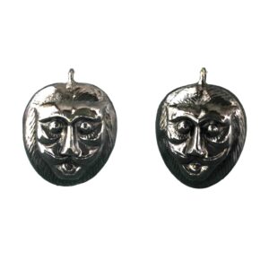 yali lion head oxidized sterling silver earrings