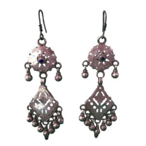 vintage oxidized tribal silver earrings
