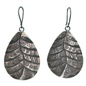 oxidized leaf sterling silver earrings