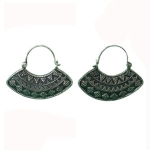 rava work fan sterling silver earrings