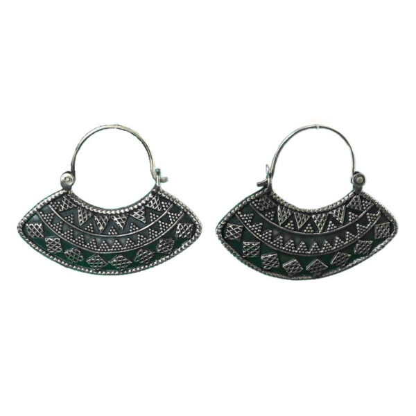 rava work fan sterling silver earrings