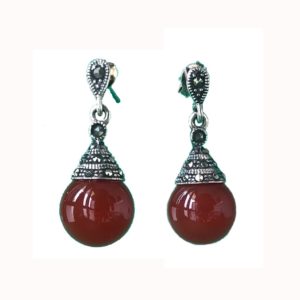 black onyx drop mercasite sterling silver earrings