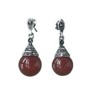 black onyx drop mercasite sterling silver earrings