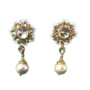 jadau pearl drop gold plated sterling silver earrings