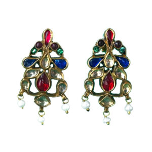jadau blue red green gold plated sterling silver earrings