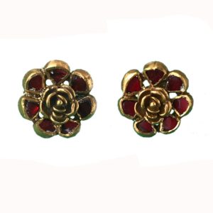 jadau small flower studs tops gold plated sterling silver earrings