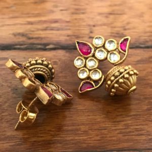 Jadau Bead-Kalash Gold Plated Earrings - Image 2