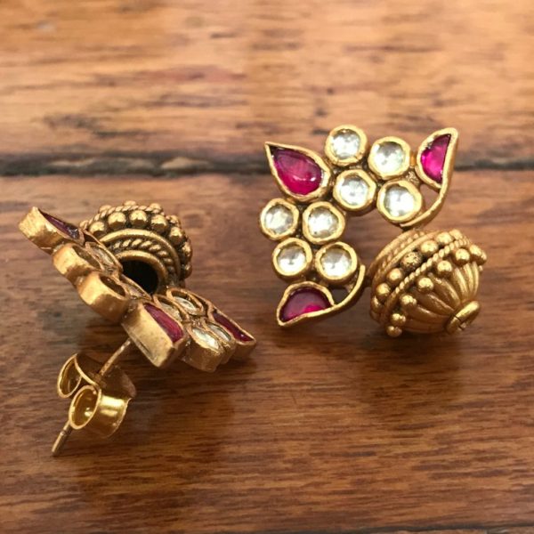 Jadau Bead-Kalash Gold Plated Earrings - Image 2
