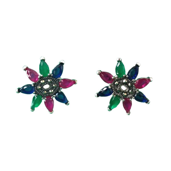 176 multi colour mercasite studs tops sterling silver earrings