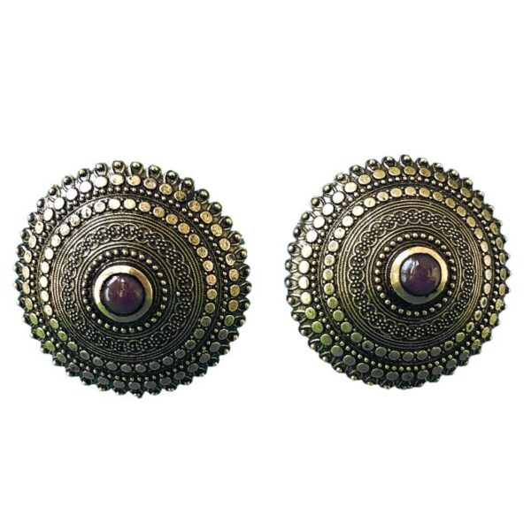 Gold Finish Jaali Stud Earrings In Sterling Silver Design by Ahilya Jewels  at Pernia's Pop Up Shop 2024