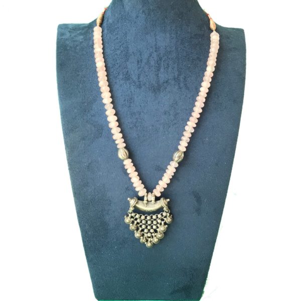 Pink Quartz beads & Pendant Necklace - Image 3