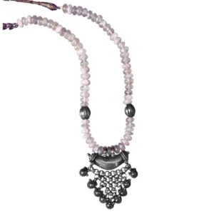pink quartz sterling silver pendant necklace