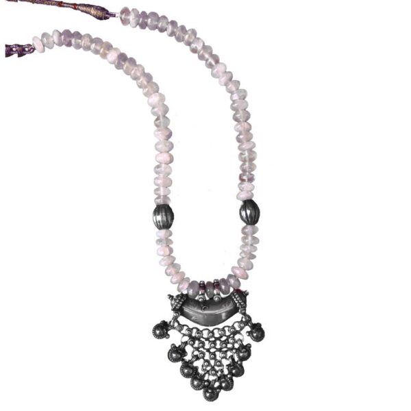 pink quartz sterling silver pendant necklace