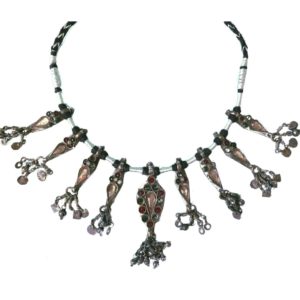 vintage glass set silver necklace