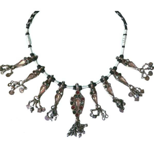 vintage glass set silver necklace