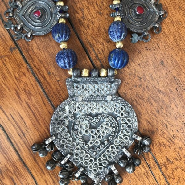 Vintage Lapiz beads Silver Pendants Necklace - Image 2
