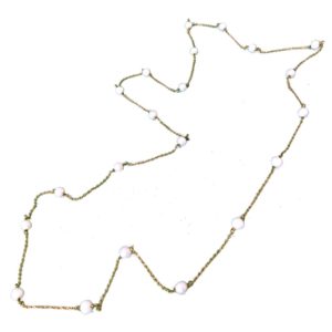 pearls long chain gold plated sterling silver necklace