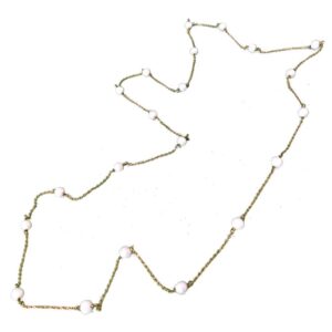 pearls long chain gold plated sterling silver necklace