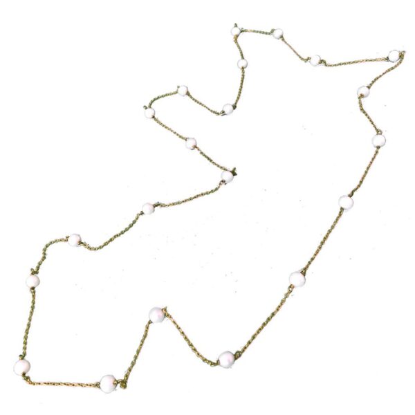 pearls long chain gold plated sterling silver necklace