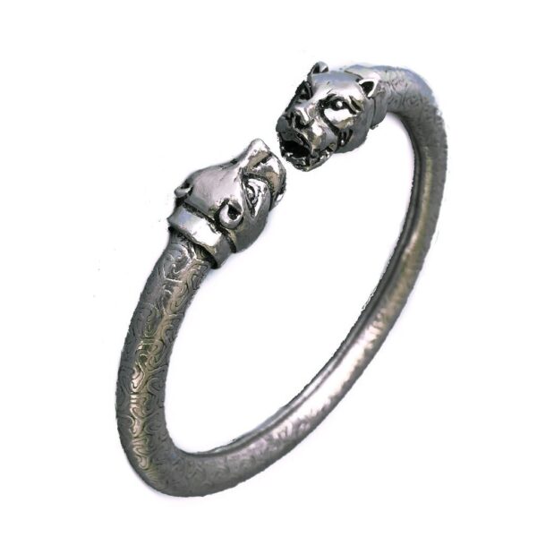 tiger head sterling silver kada bangle bracelet
