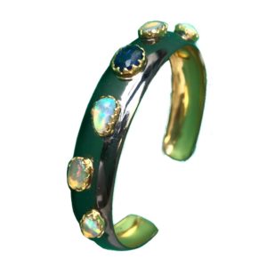 tanzanite opal dual tone gold plated sterling silver kada bangle cuff bracelet