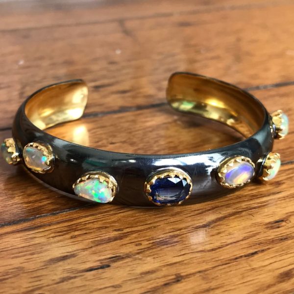 Tanzanite Opal Dual-tone Cuff bracelet - Image 3