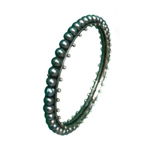 black pearl oxidized sterling silver churi bangle