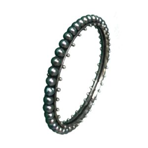 black pearl oxidized sterling silver churi bangle