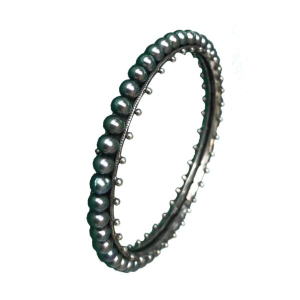 black pearl oxidized sterling silver churi bangle
