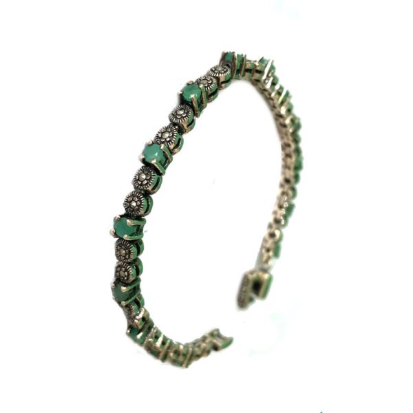emerald mercasite sterling silver tennis bracelet