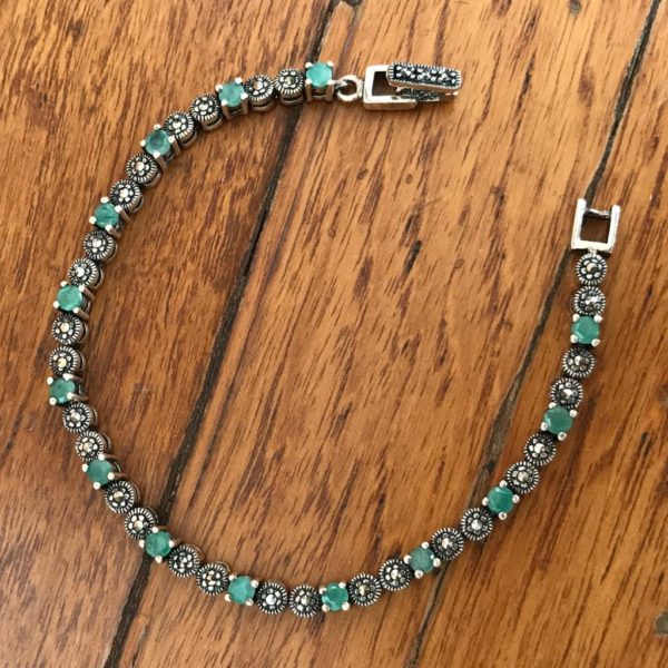 Emerald Mercasite Tennis Bracelet - Image 3