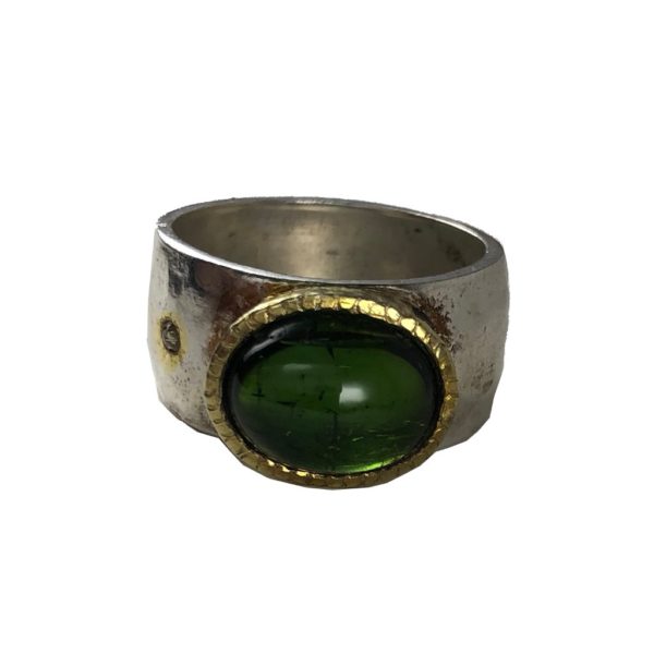 Tourmaline Diamond Dual tone Ring - Image 3