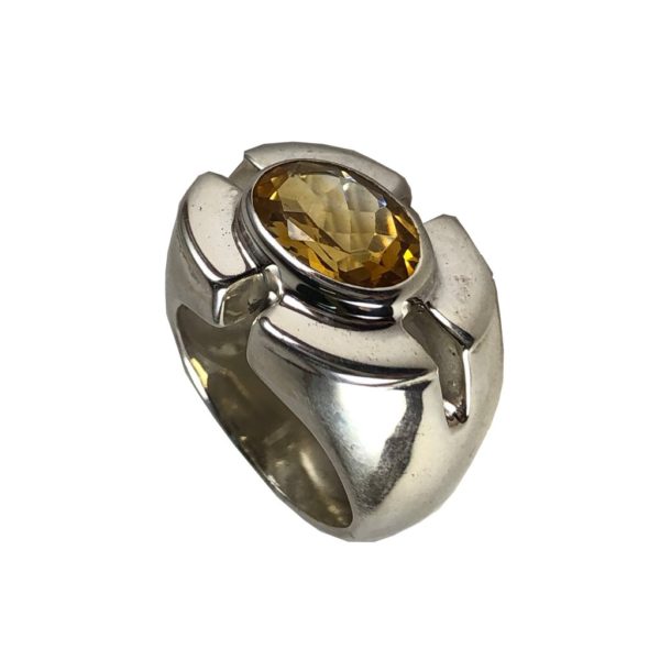 Large Citrine sterling silver ring