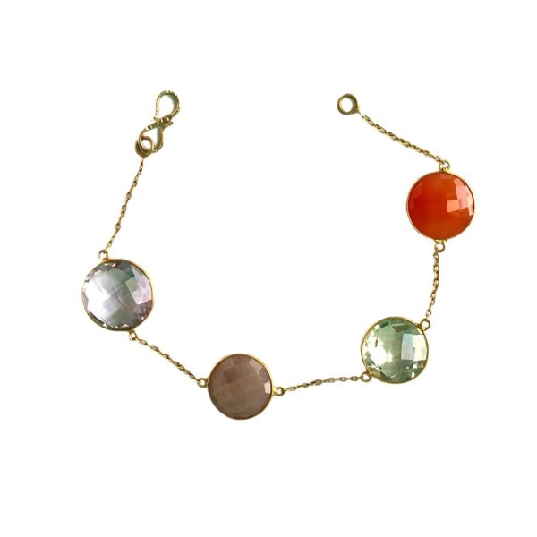 multi colour gold plated sterling silver chain bracelet