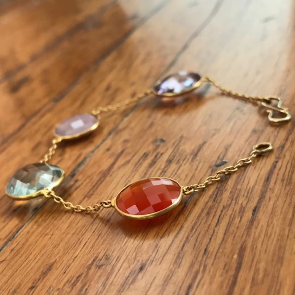Multi Colour Gold plated Chain Bracelet - Image 3