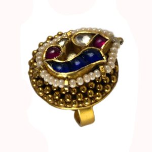 blue red bird jadau gold plated sterling silver ring