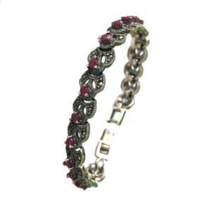 ruby mercasite sterling silver tennis bracelet