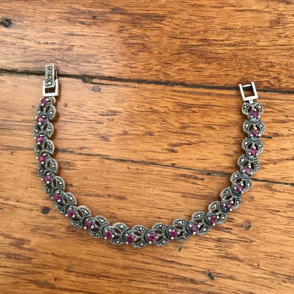 Ruby Mercasite Tennis Bracelet - Image 3