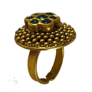green silver ghungroo jadau gold plated sterling silver ring